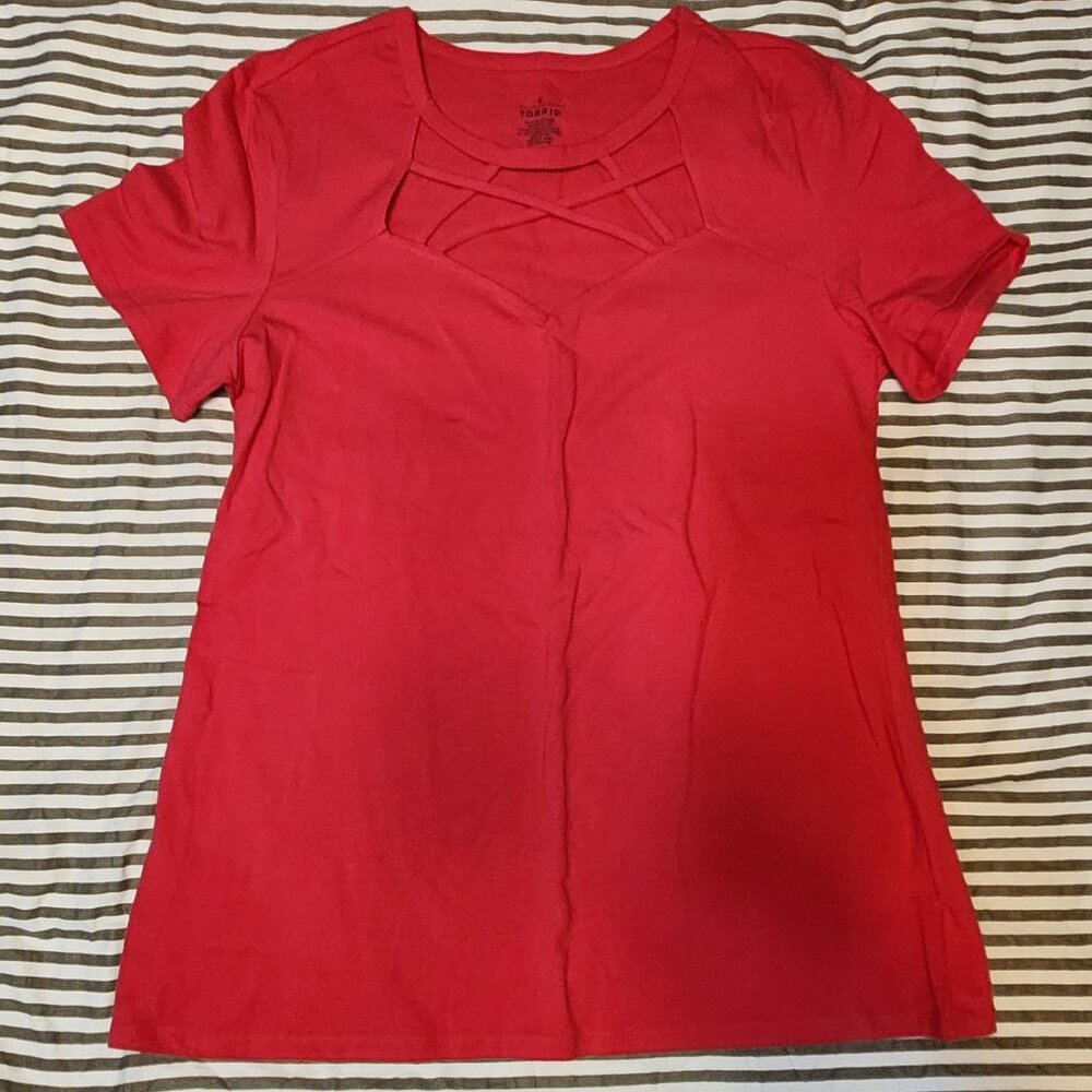 Deep Pink Shirt with strappy neckline